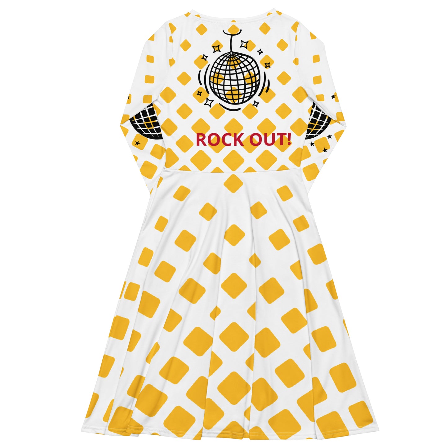 ¡ROCK OUT! - Vestido midi de manga larga con estampado integral - ELLACO