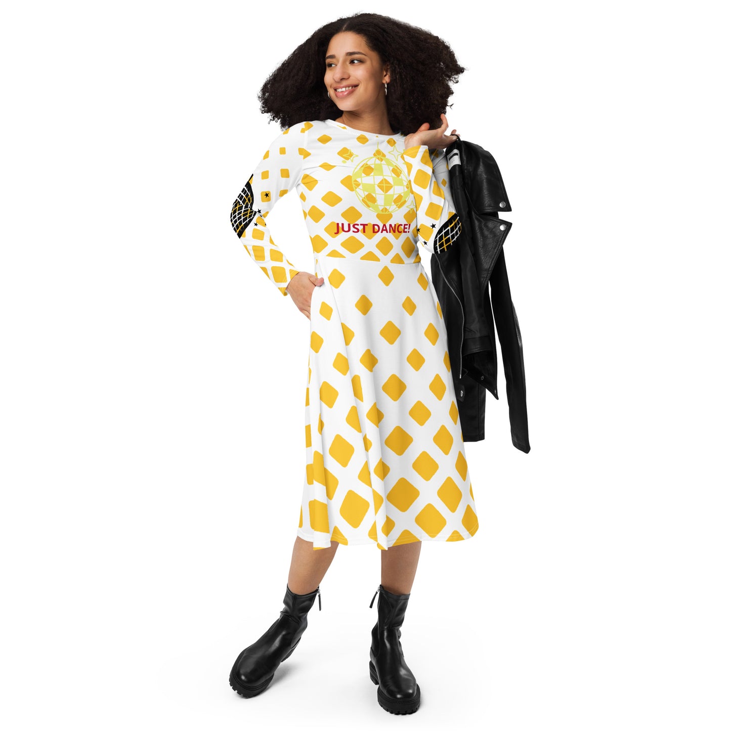 ¡ROCK OUT! - Vestido midi de manga larga con estampado integral - ELLACO