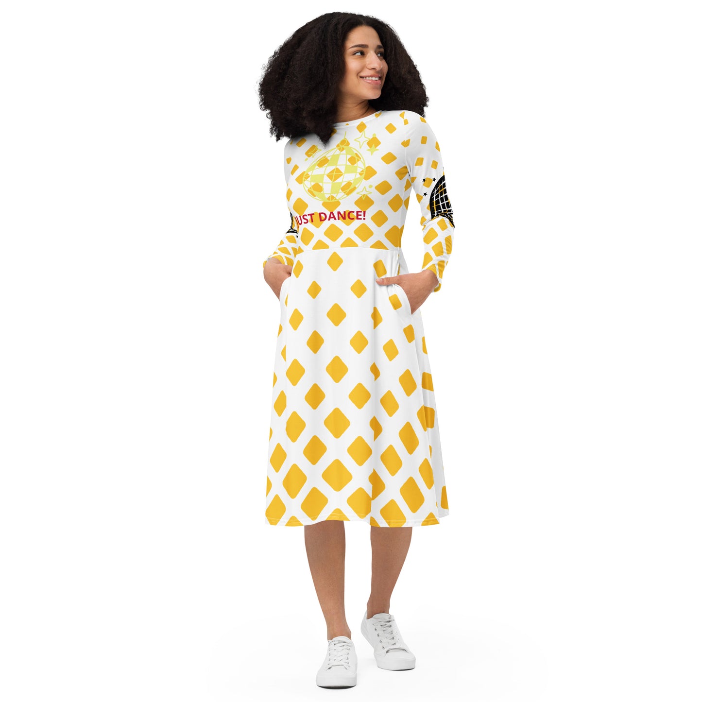 ¡ROCK OUT! - Vestido midi de manga larga con estampado integral - ELLACO