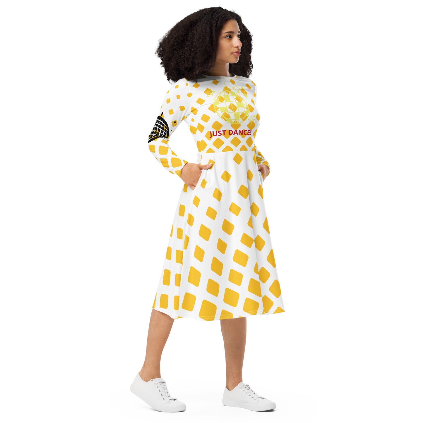 ¡ROCK OUT! - Vestido midi de manga larga con estampado integral - ELLACO