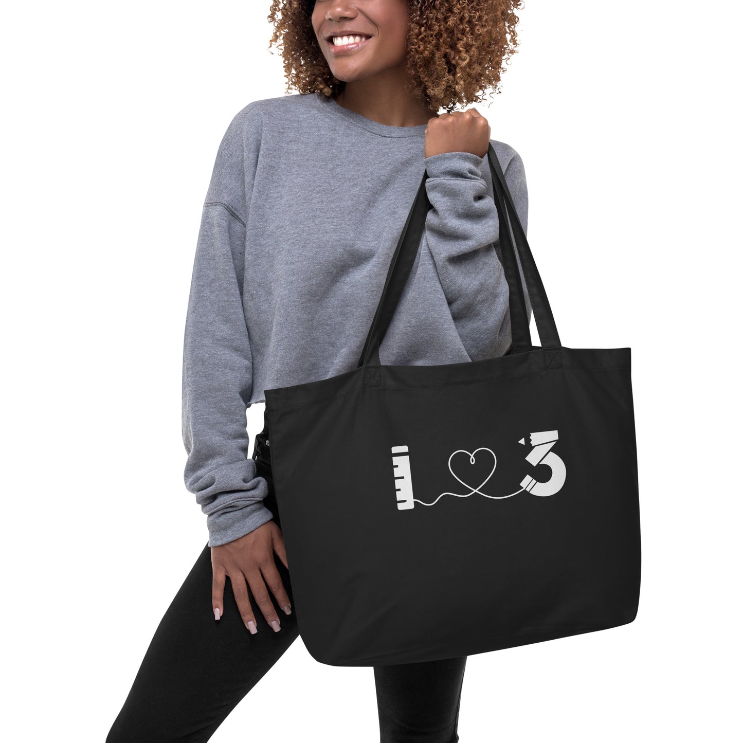Bolsa de tela orgánica grande - LAUSD - ThirdStreetES - HeartStringLogo