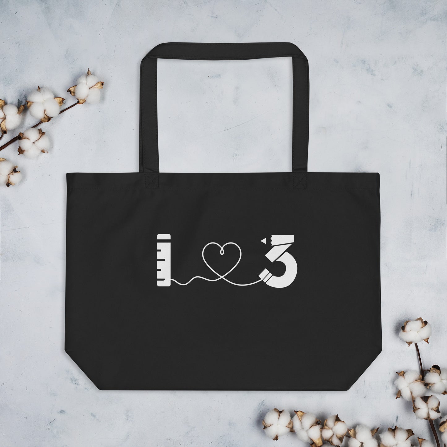 Bolsa de tela orgánica grande - LAUSD - ThirdStreetES - HeartStringLogo