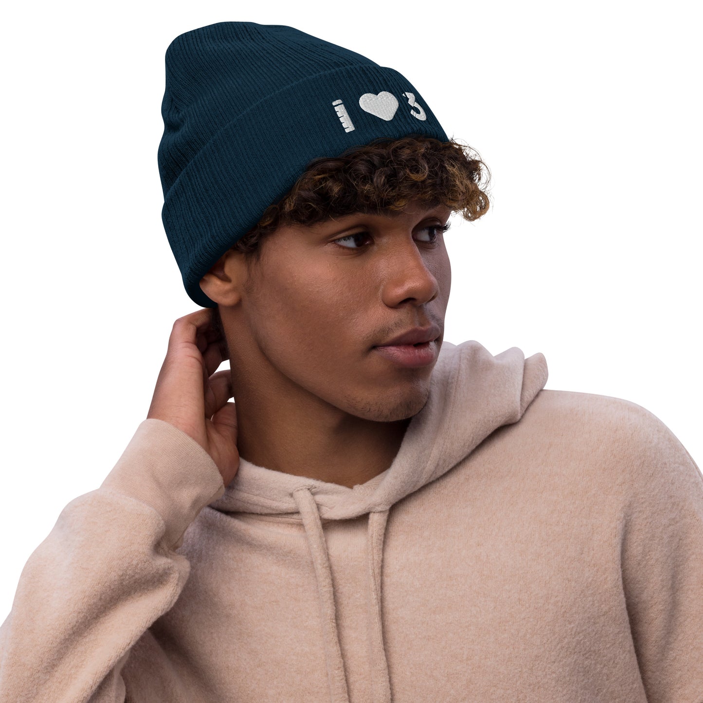 Gorro de punto acanalado - LAUSD - ThirdStreetES - WhiteHeartLogo