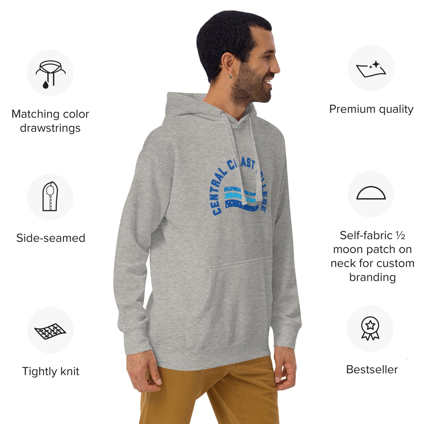 Sudadera unisex con capucha de algodón con ondas