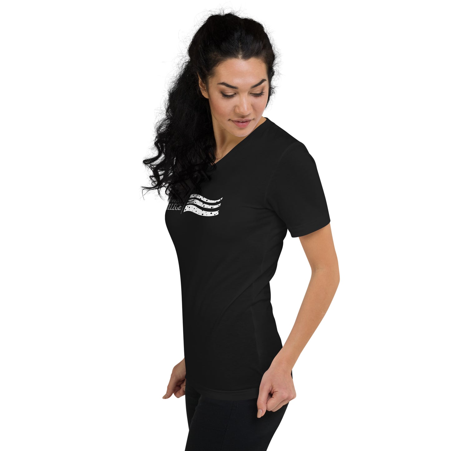 Camiseta con cuello en V y logotipo CCC para mujer