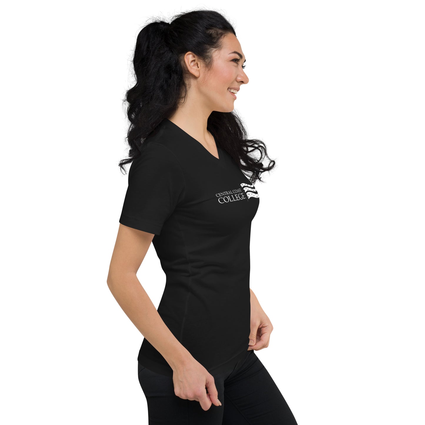 Camiseta con cuello en V y logotipo CCC para mujer