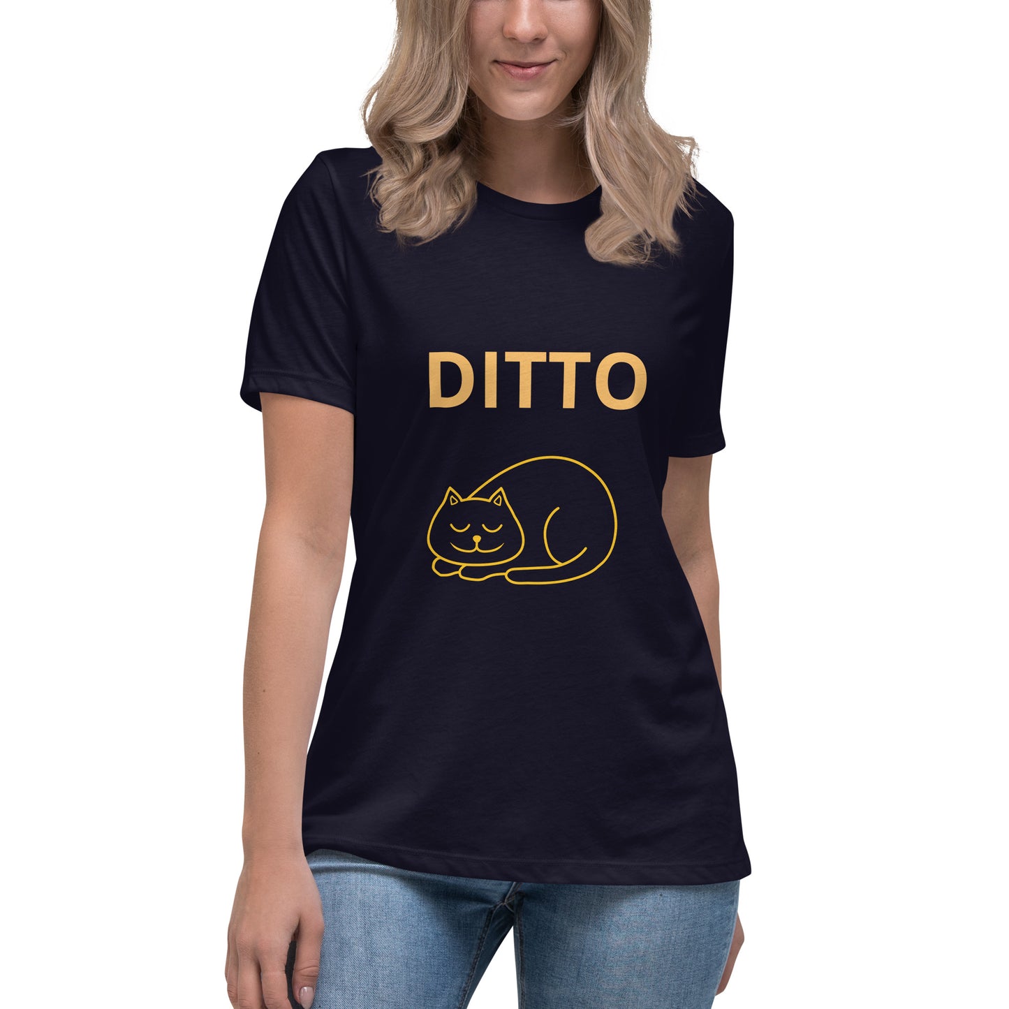 Sleeping Ditto Cat - Women's T-shirt - Bella+Canvas - ELLACO
